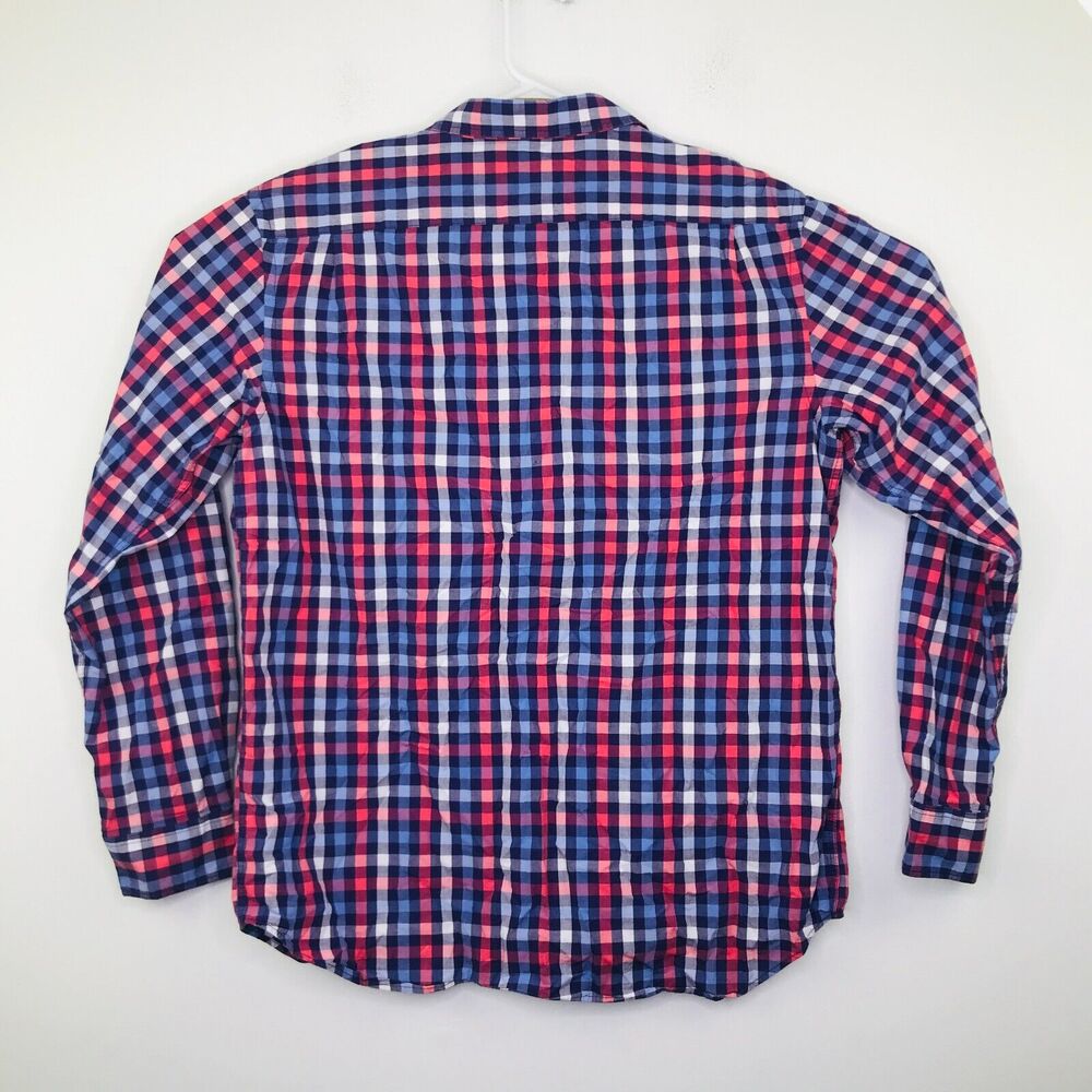 Old Navy Men's Large Shirt Purple Red Plaid Classic Long Sleeve Button Up BN8 - Picture 5 of 5